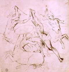 Hércules lutando contra os Centauros (caneta e tinta)