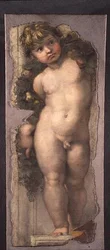 Putto com Festoon (fragmento de afresco)
