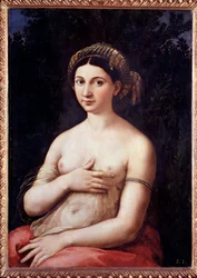 Retrato de uma jovem senhora (La Fornarina) - Óleo sobre madeira