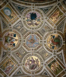 Teto em Stanza della Segnatura, ca 1510-1511.