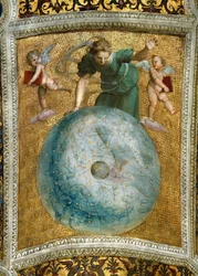 O celular Primum. Fresco de teto em Stanza della Segnatura, ca 1510-1511.