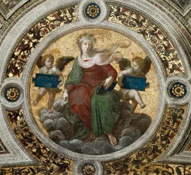 Teologia. Fresco de teto em Stanza della Segnatura, ca 1510-1511.