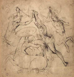 Hércules mata o centauro; desenho de Raphael. Gabinete de Desenhos e Gravuras, Galeria Uffizi, Florença