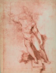 Estudo para um São João Batista, desenhando por Raffaello Sanzio. Gabinete de Desenhos e Gravuras, Galeria Uffizi, Florença