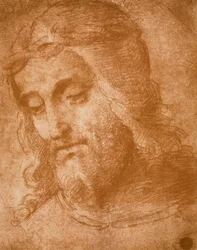 Estudo para o rosto do Redentor, desenho de Rafael. Gallerie dellAccademia, Veneza