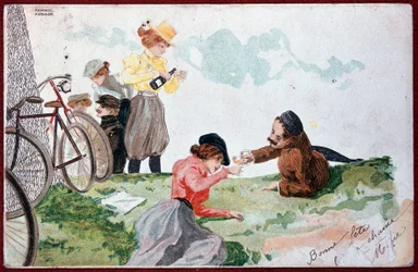 Country Party: Picnic e Ciclismo - ilustração de R. Kirchner, v.1900