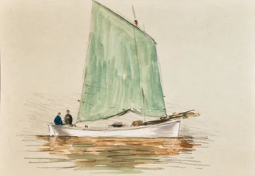 Pescadores num Yole, estuário da Gironda (guache sobre papel)