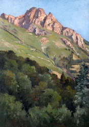 Paisagem com montanha (óleo sobre madeira)