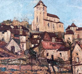 Saint-Cirq-Lapopie (Lot) (óleo sobre madeira)
