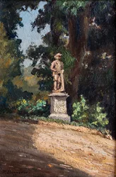 Estátua de um jardineiro num parque