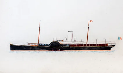 Navio a vapor (guache sobre papel)