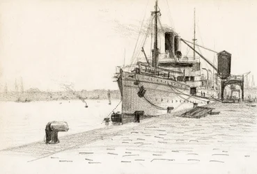 Navio de carga atracado no porto de Bordéus