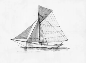 barco à vela (tinta e lápis)