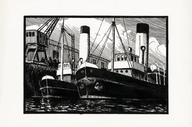 navios atracados no porto de Bordéus (linóleo)