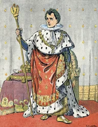 Retrato do Imperador Napoleão I (1769-1821) Ilustração de Raymond de Neziere em "Our-Glory-Nationals" 1920 Coleção Particular
