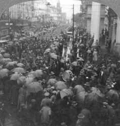 Tropas britânicas desfilando na Adderley Street, Cidade do Cabo, África do Sul, Primeira Guerra Mundial, c1914-c1918