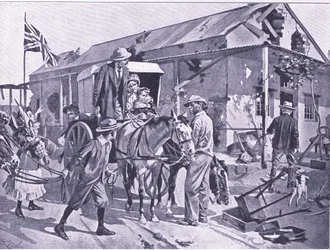O que significa a evacuação para os colonos leais, ilustração de "After Pretoria: The Guerilla War