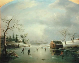 Lago de Patinagem em Morristown, New Jersey (óleo sobre tela)