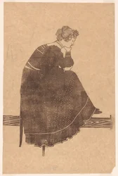 Retrato de Coba Stolk-Schmidt sentado na cadeira