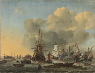 O Calafetagem de Navios no Bothuisje em Het IJ em Amesterdão