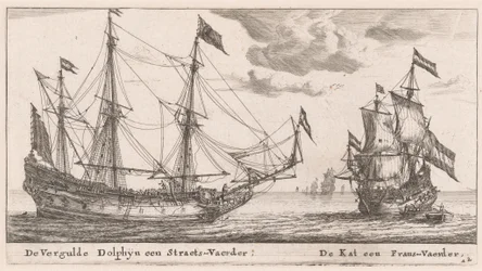 O "Vergulde Dolphyn", um grande navio mercante, e o "Kat", uma flauta