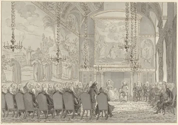 Recepção do Príncipe William V e Guilhermina da Prússia na Câmara do Conselho da Câmara Municipal de Amesterdão