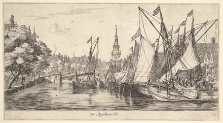 De Appelmarckt The Apple Market, de Views em Amsterdã, chapa 6, ca. 165962