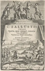 Um imperador e Justiça em carruagem triunfante
Página de título para: A. Thysius jr., Ópera, quæ extant, omnia, 1659