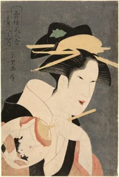 Belezas dos Bairros do Prazer (Seiro bijin awase): a anfitriã da casa de chá Izumiya
