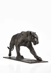 Panther walking, perna traseira levantada, c.1904 (bronze patinado)