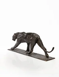 Panther walking, perna traseira levantada, c.1904 (bronze patinado)
