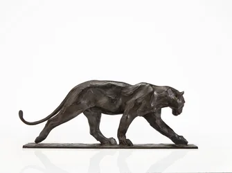 Panther walking, perna traseira levantada, c.1904 (bronze patinado)
