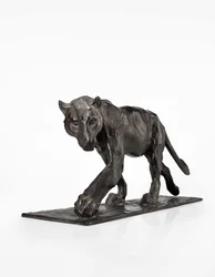 Panther walking, perna traseira levantada, c.1904 (bronze patinado)