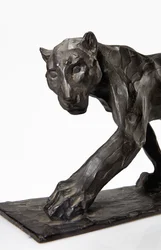 Panther walking, perna traseira levantada, c.1904 (bronze patinado)