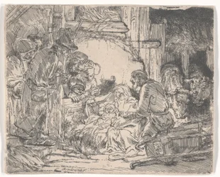 Adoração dos pastores com uma lâmpada, c.1654 (gravura)