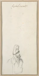 Homem barbudo de perfil, em gorro alto, c.1640 (giz preto sobre papel)