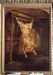 Casca de vaca Carcaça de vaca à parte. Pintura de Harmensz Van Rijn Rembrandt (1606-1669)
