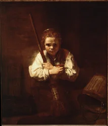 Rapariga com uma vassoura (pintura sobre tela)