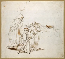 Isaac Blessing Jacob (giz preto sobre papel)