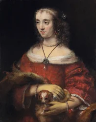 Retrato de uma Senhora com um cão de colo - Rembrandt van Rhijn (1606-1669) - c 1665 - Óleo sobre tela - 81,3x64,1 - Galeria de Arte do Ontário