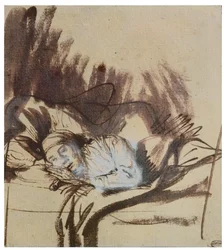 Mulher doente numa cama, talvez Saskia, mulher do pintor