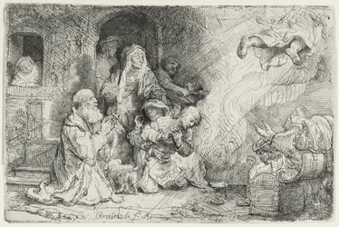 O anjo partindo da família de Tobias (caneta e tinta no papel)