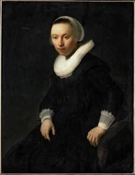 Mulher jovem sentada numa cadeira (óleo sobre tela)