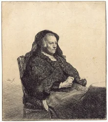 Uma Mulher Idosa (mãe de Rembrandt, sentada à mesa)