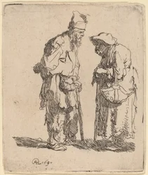Mendigo e mendiga conversando