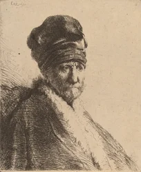 Busto de um homem vestindo um boné alto, três quartos à direita do pai do artista, 1630.