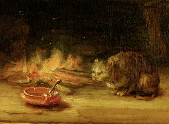 Gato, detalhe da Sagrada Família com uma Cortina, 1646 (ver 244315)