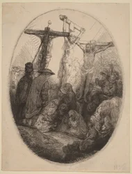 Cristo Crucificado entre os Dois Ladrões: um prato oval