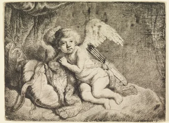 Cupido Descansando, depois de uma pintura anteriormente atribuída a Rembrandt