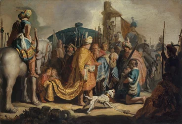 David com a cabeça de Golias perante Saul, 1627